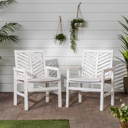 Vincent Outdoor Accent Chair in Chevron White Wash (Set of 2)